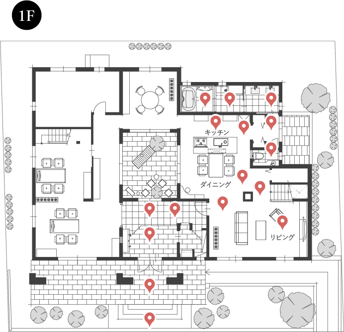 図：モデルハウス フロアマップ1階